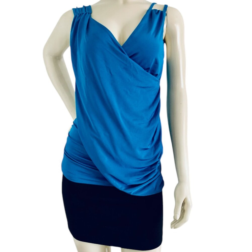 TEAL STRETCH WOMEN'S TOP BLOUSE SIZE M